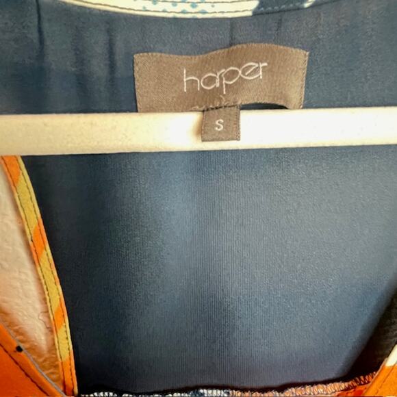 Harper Soul Revival Blue & Orange Summer Dress Size Small - Picture 2 of 15